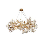 Lorna Collection | Modern Chandelier Light with Glass & Antique Brass Finish | Elegant Dining Room Lighting for a Warm Atmosphere