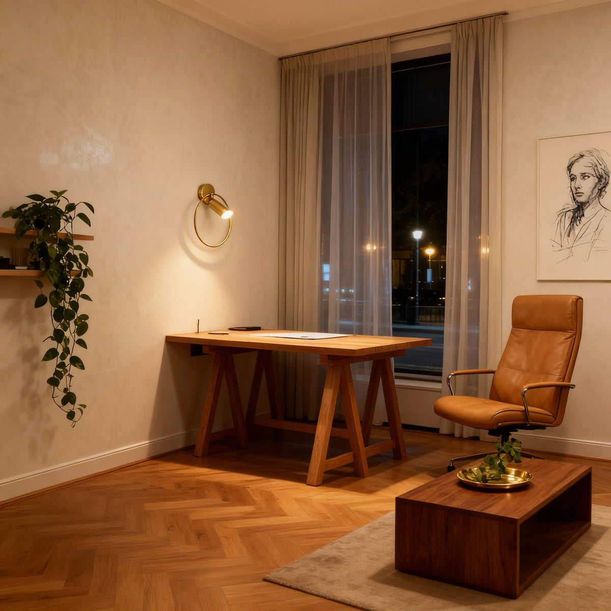 Luminara Wandleuchte in gebürstetem Gold, skulpturale Form