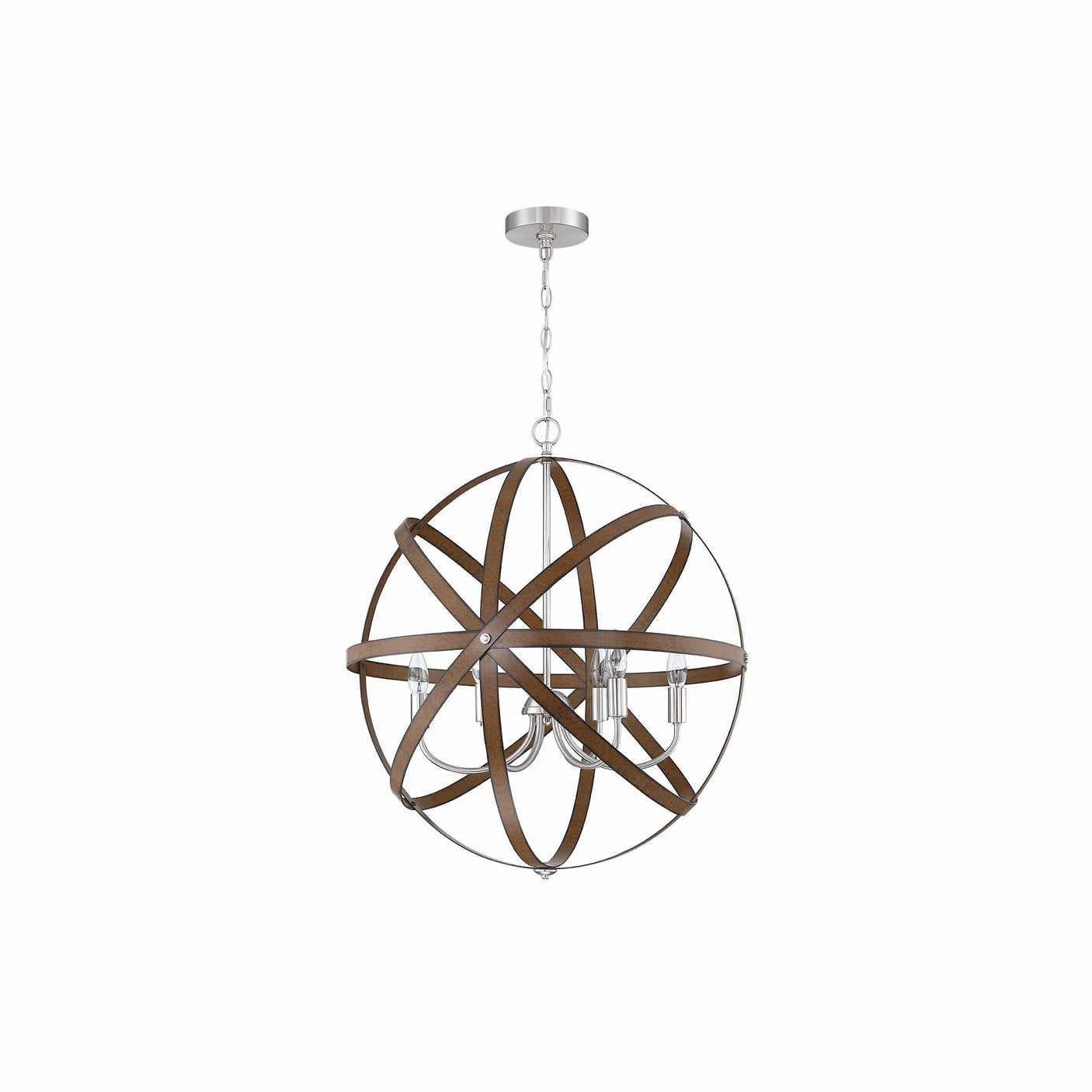 Ines barnwood and nickel orb pendant — studio white