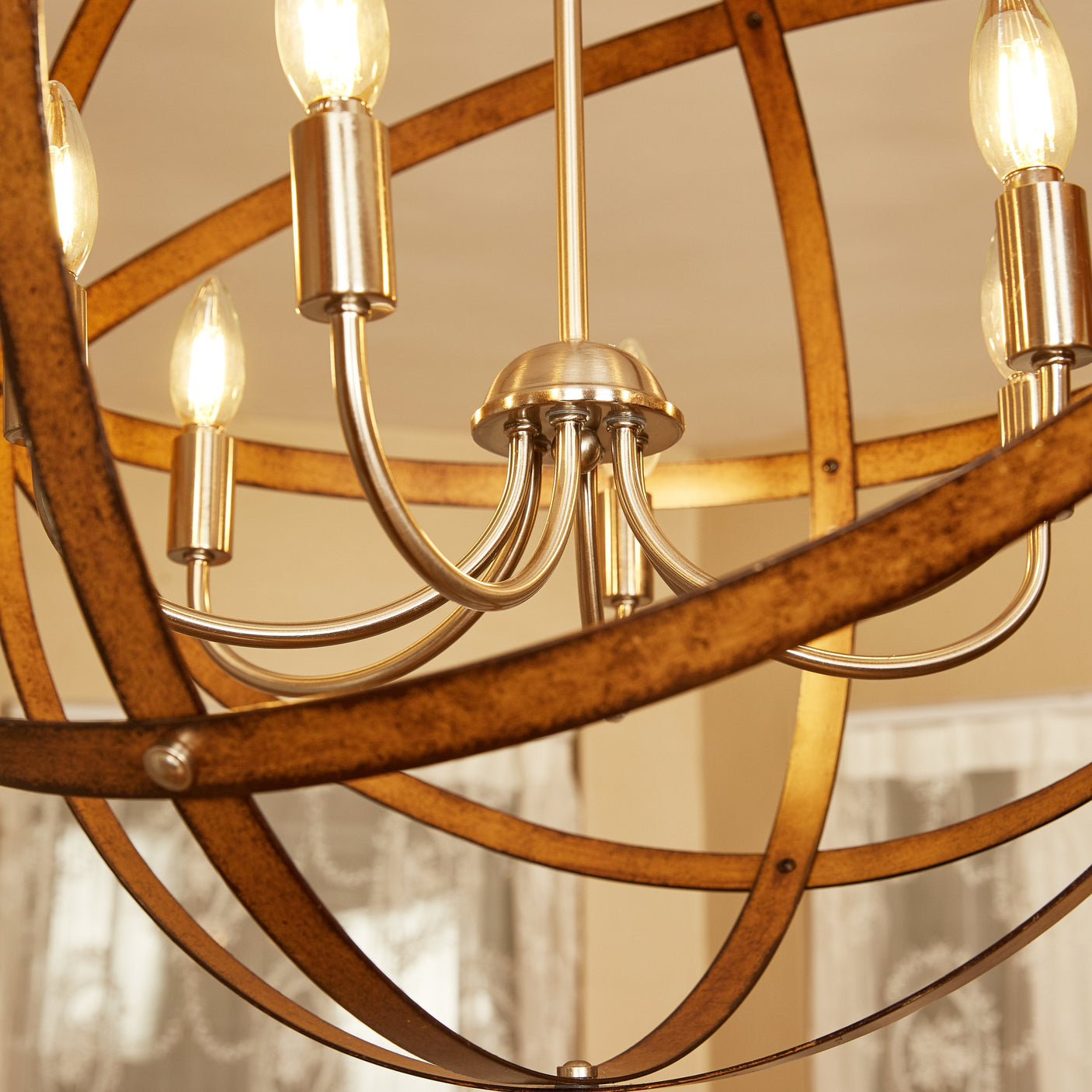 Ines candelabra arms and barnwood bands close-up