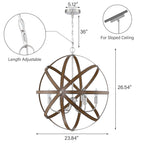 Maya 6-Light Barnwood and Brushed Nickel Pendant Lighting Fixture