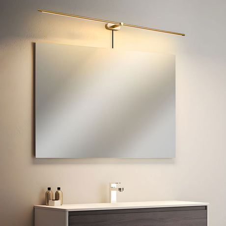 Lineo gold bar over vanity mirror