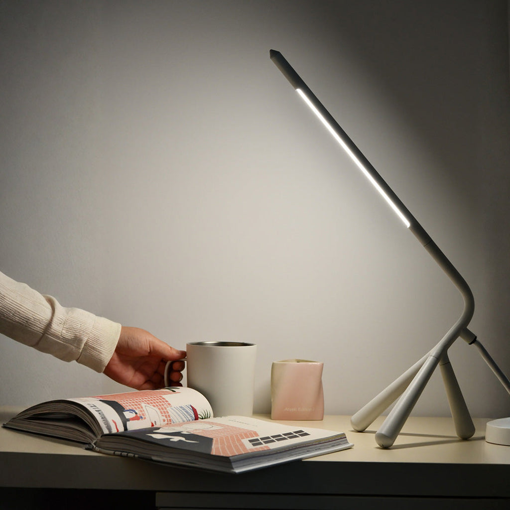Minimalist Three-Legged Table Lamp with 360° Rotation & Eye-Care LED | Modern Bedside Lamp for Comfortable Reading