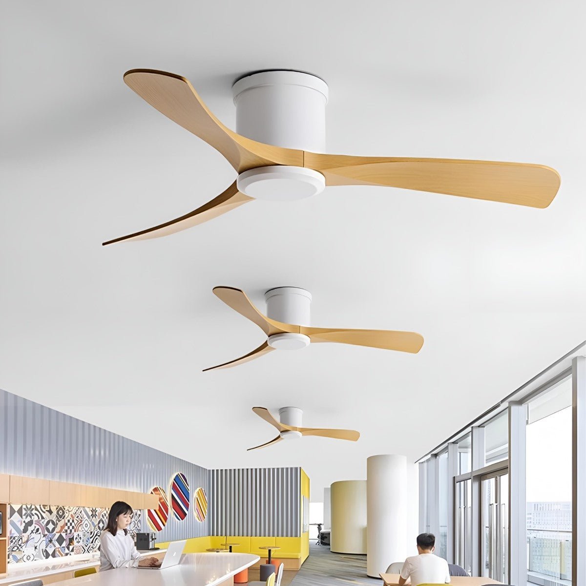 Modern 3-Blade Wood Ceiling Fan with 6-Speed DC Motor