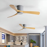 Modern 3-Blade Wood Ceiling Fan with 6-Speed DC Motor