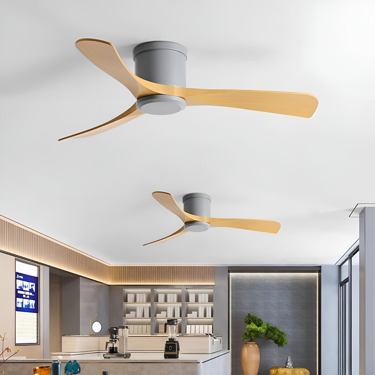Modern 3-Blade Wood Ceiling Fan with 6-Speed DC Motor