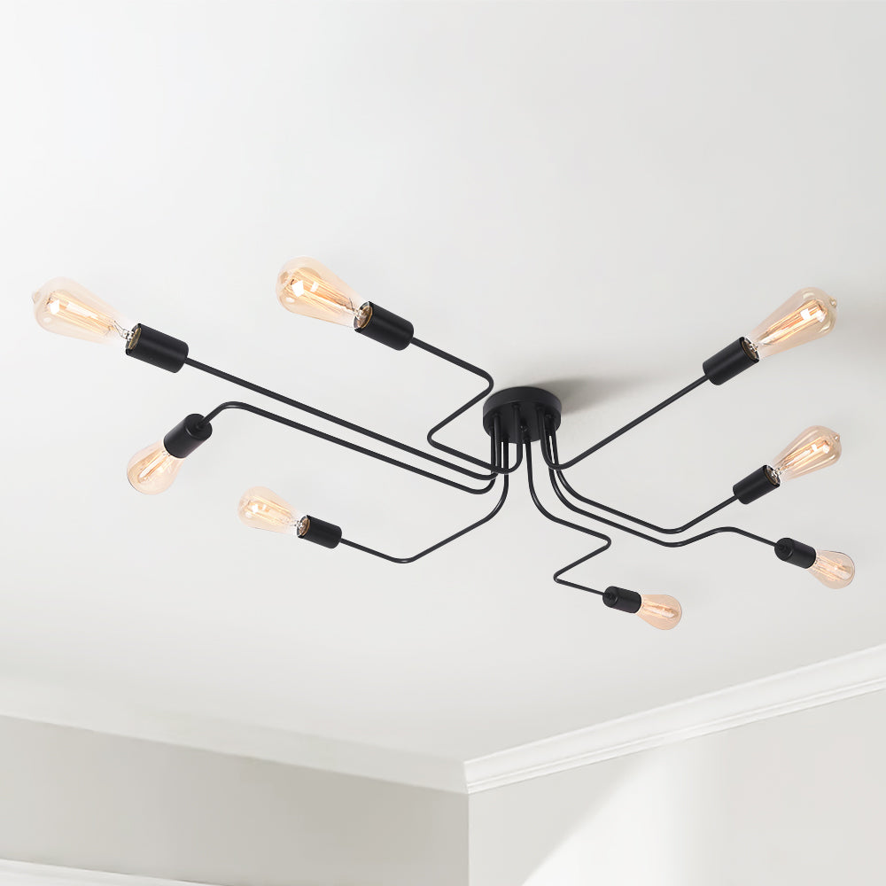 Modern 8-Light Flush Mount Ceiling Light with Industrial Design | Striking Ambiance for Contemporary Spaces