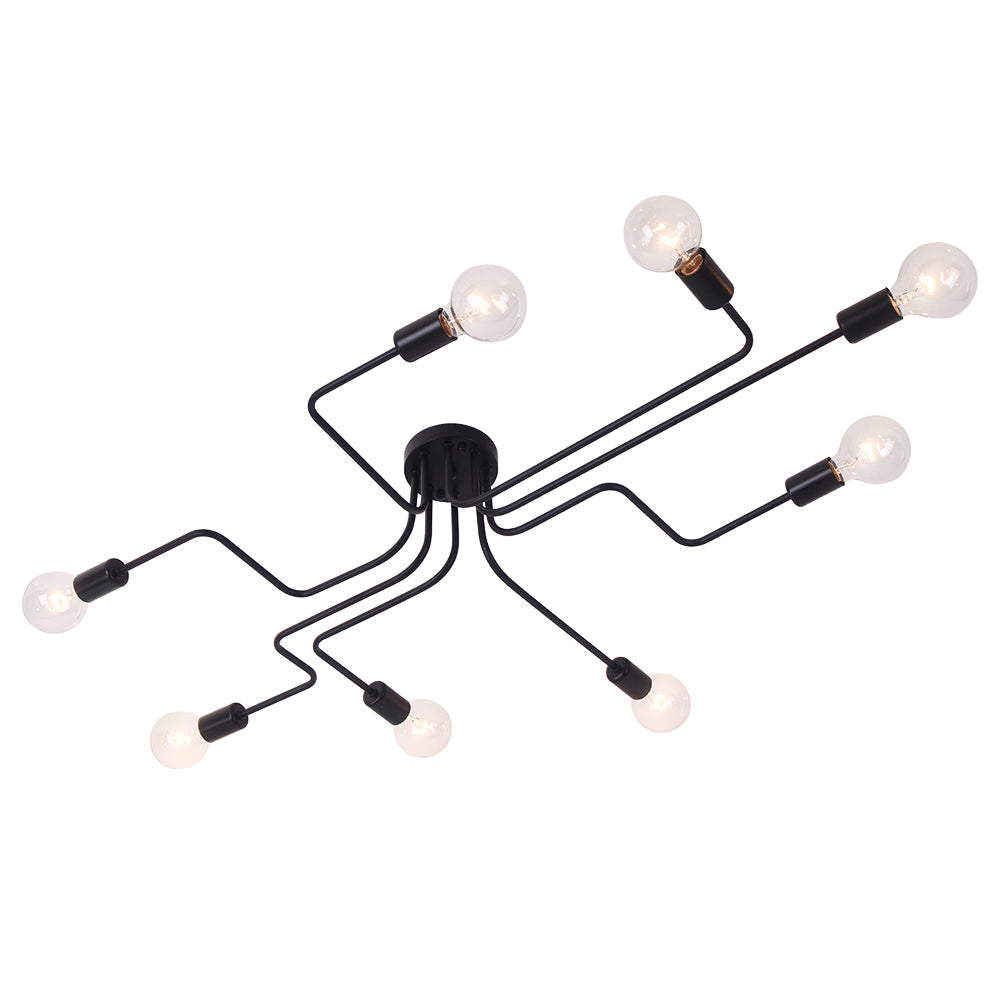 Modern 8-Light Flush Mount Ceiling Light with Industrial Design | Striking Ambiance for Contemporary Spaces