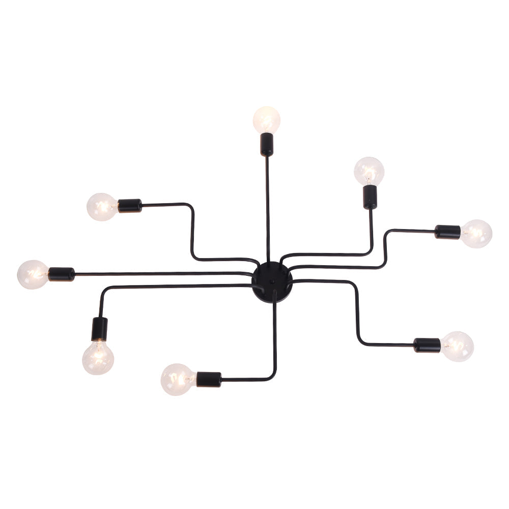 Modern 8-Light Flush Mount Ceiling Light with Industrial Design | Striking Ambiance for Contemporary Spaces