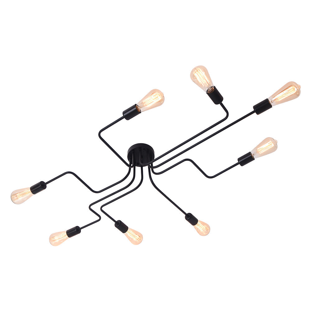 Modern 8-Light Flush Mount Ceiling Light with Industrial Design | Striking Ambiance for Contemporary Spaces