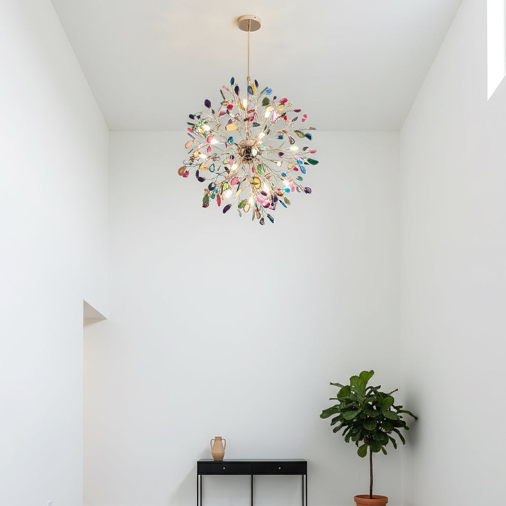 Modern Agate Chandelier Natural Stone Slice 12/18-Light Statement Fixture