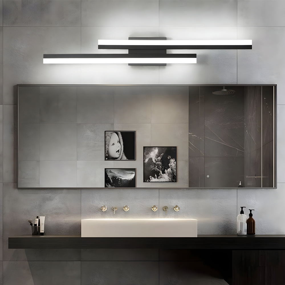 Modern Asymmetric Vanity Light Bar with Adjustable Color Temperature | Stylish Iron Bathroom Lighting for Flexible Illumination