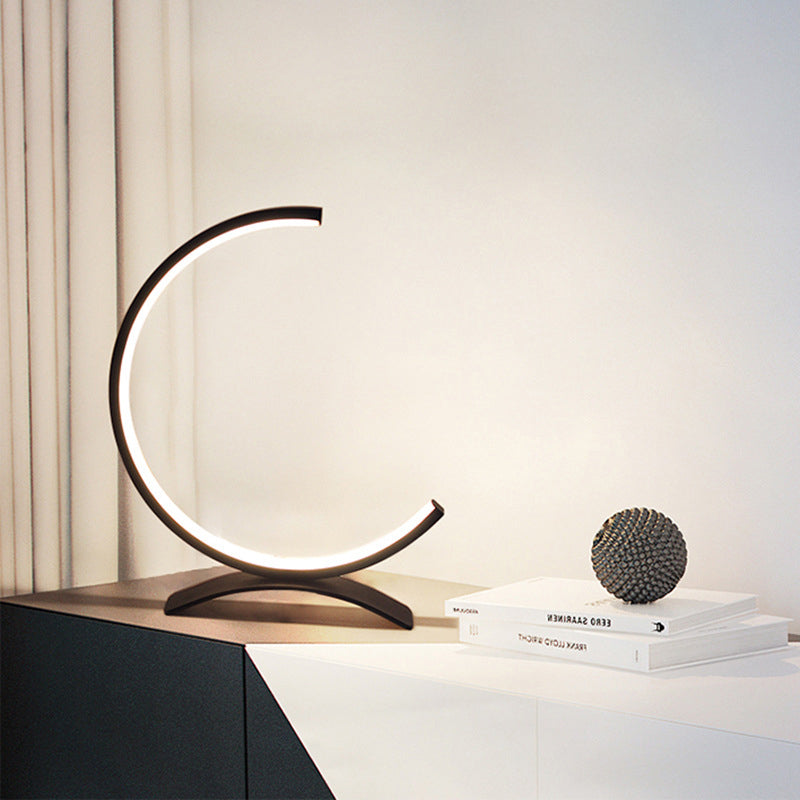 Modern C Shaped Table Lamp with Touch Control & Adjustable Color Temperatures | Stylish Desk & Bedside Lighting for Ambient Comfort