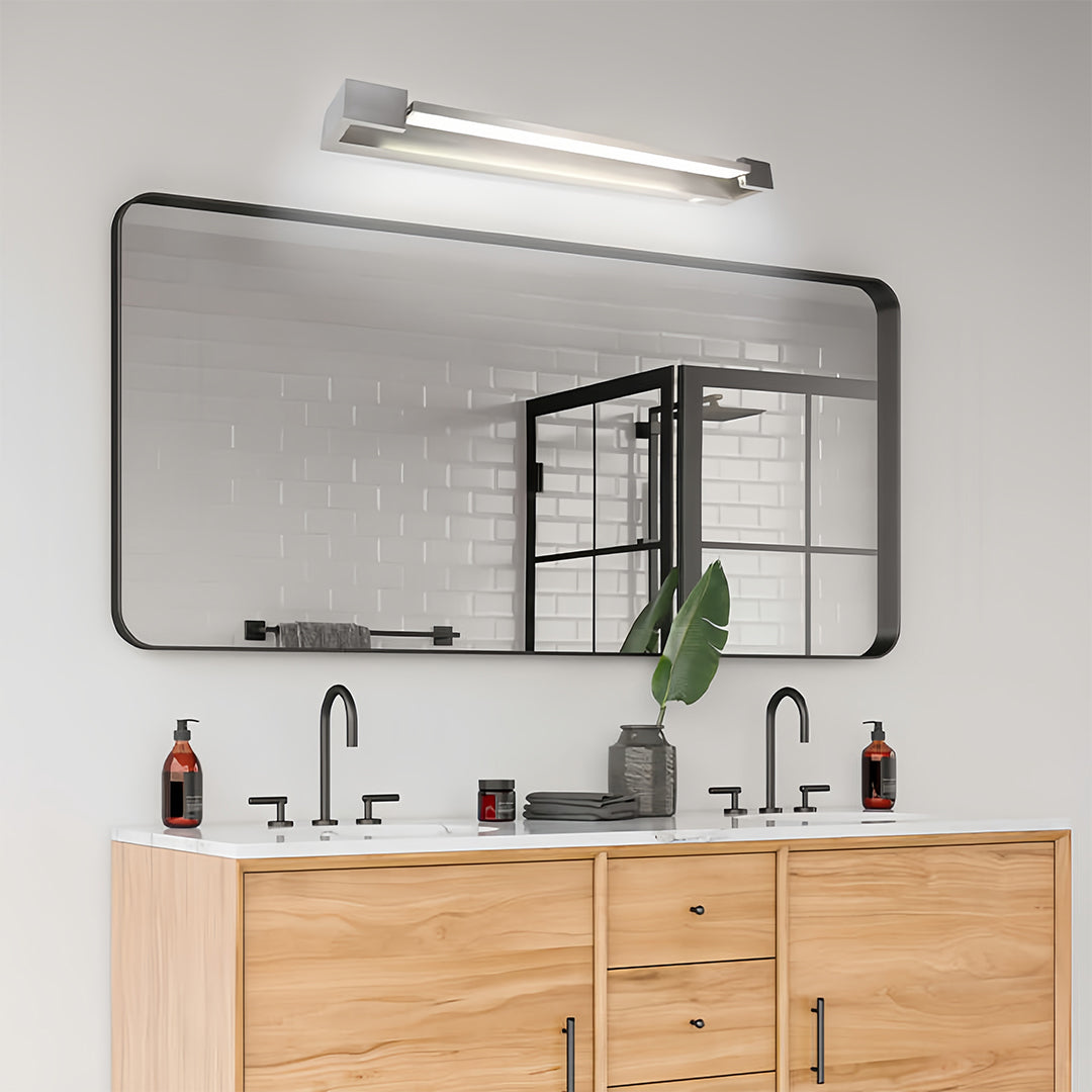 Modern Chrome Vanity Light | 360° Rotatable Head with Acrylic Shade for Perfect Bathroom Lighting