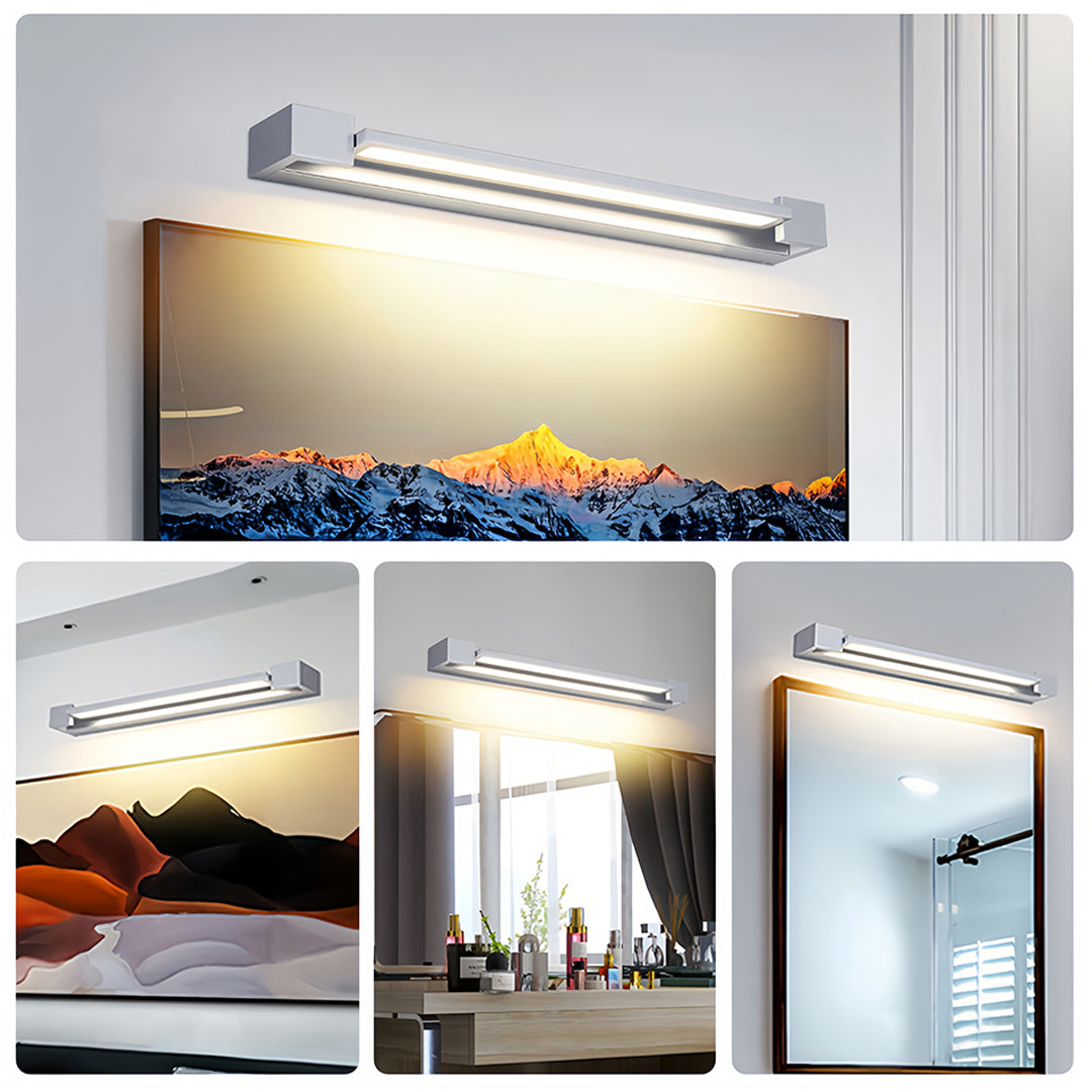 Modern Chrome Vanity Light | 360° Rotatable Head with Acrylic Shade for Perfect Bathroom Lighting