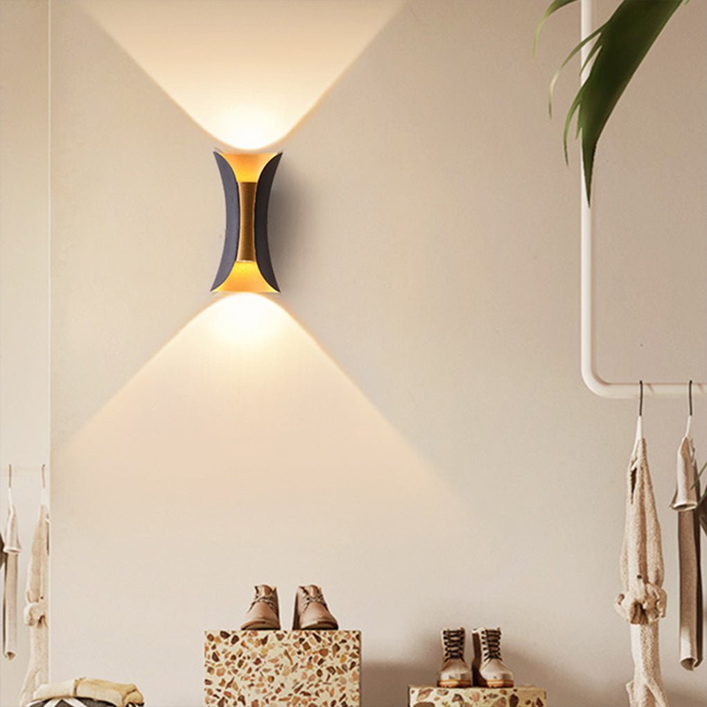 Modern Curved Wall Light | LED Sconce with Dual Directional Projection | Waterproof Design for Outdoor Spaces