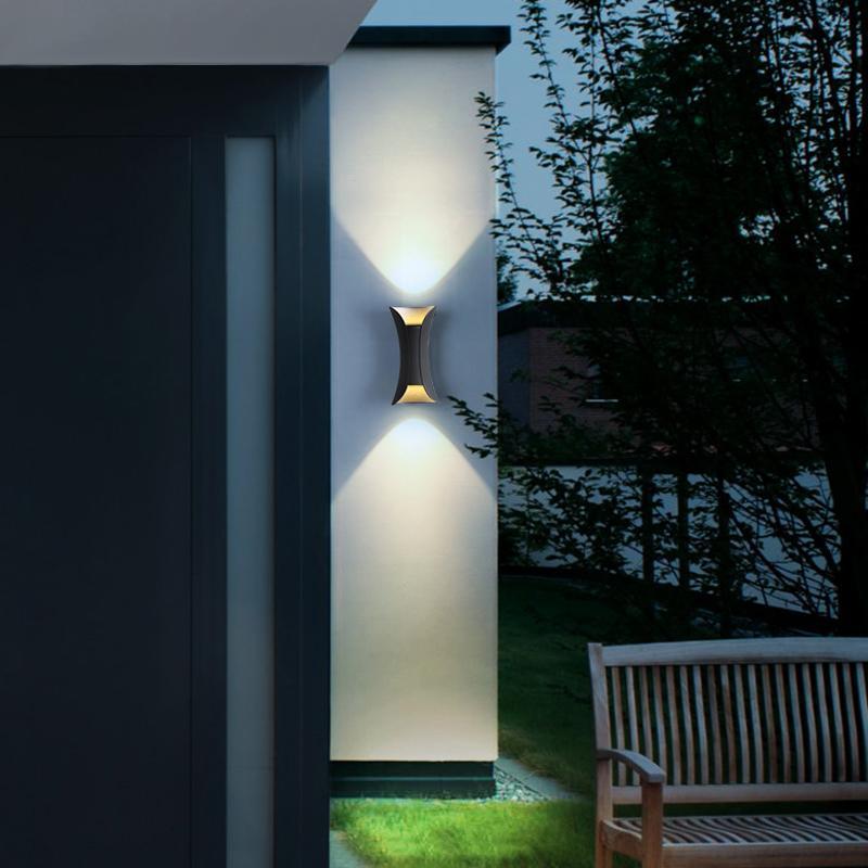 Modern Curved Wall Light | LED Sconce with Dual Directional Projection | Waterproof Design for Outdoor Spaces