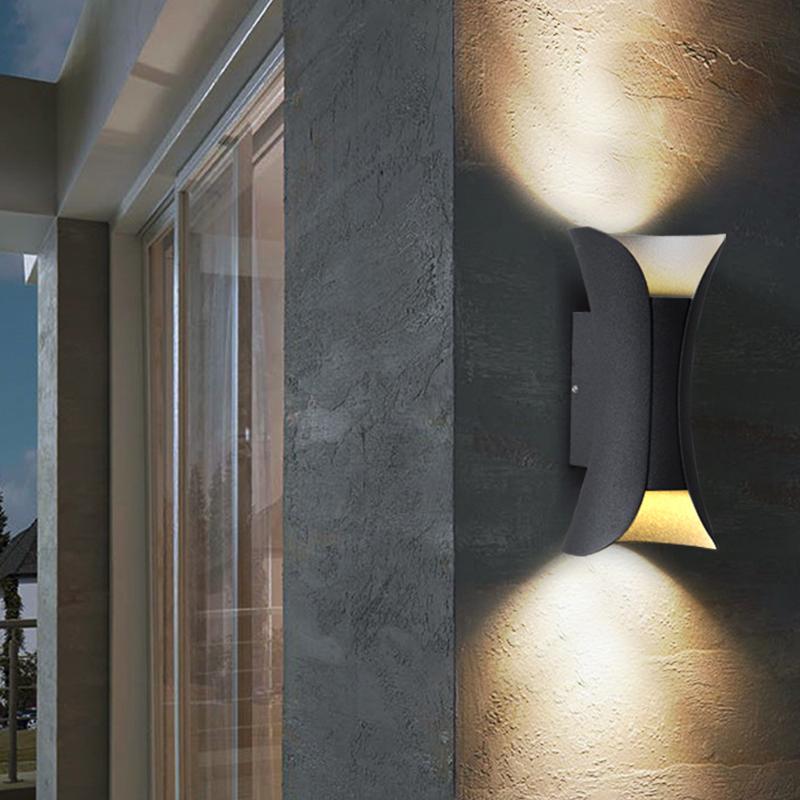 Modern Curved Wall Light | LED Sconce with Dual Directional Projection | Waterproof Design for Outdoor Spaces