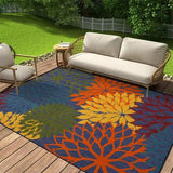 Modern Floral Area Rug with Anti-Slip Backing | Washable Design for Indoor and Outdoor Use