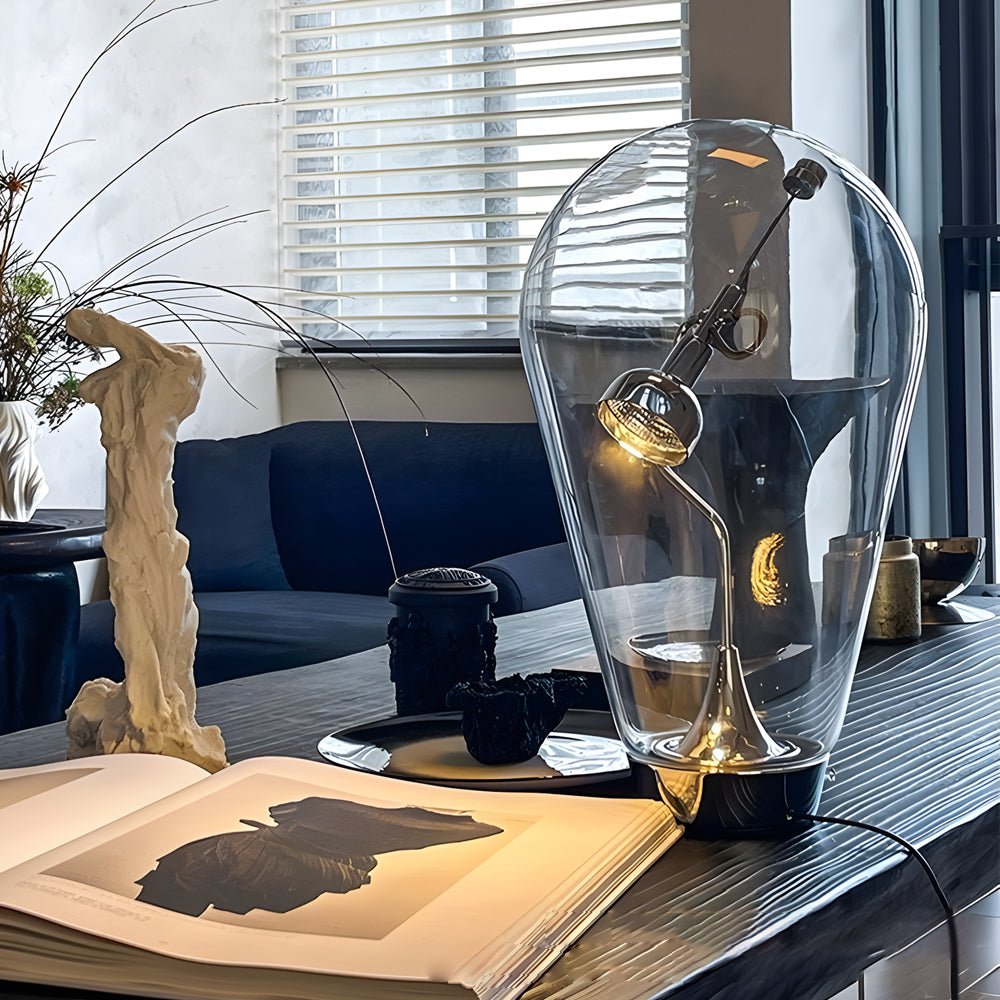 Schreibtischleuchte aus Glas mit Touch-Dimmer, schwarz