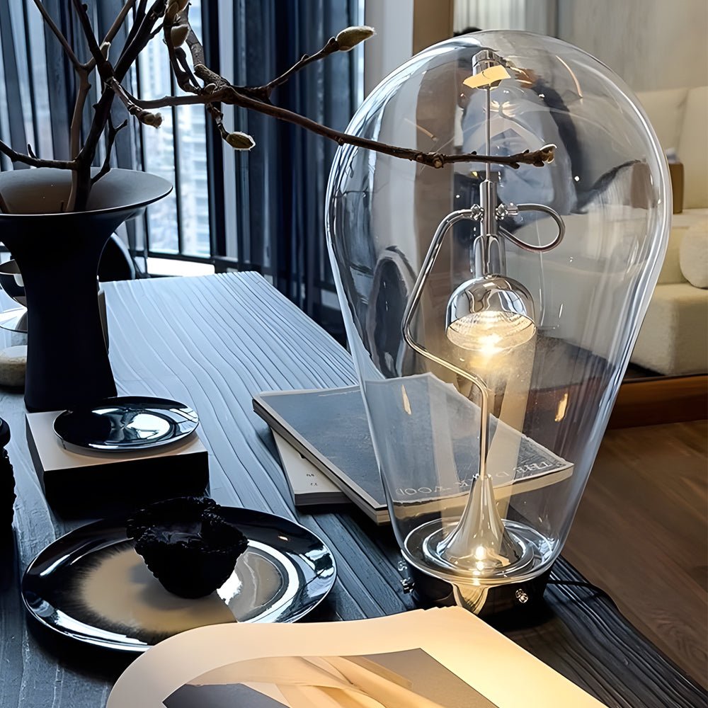 Schreibtischleuchte aus Glas mit Touch-Dimmer, schwarz