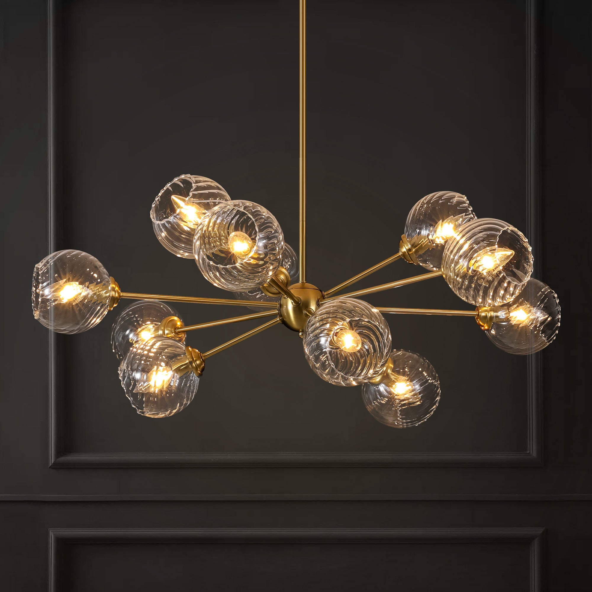 Modern Globe Sputnik Chandelier Light with 12 Dimmable Bulbs | Adjustable Height Design for Stunning Dining Room Illumination
