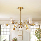 Modern Globe Sputnik Chandelier Light with 12 Dimmable Bulbs | Adjustable Height Design for Stunning Dining Room Illumination