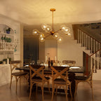Modern Globe Sputnik Chandelier Light with 12 Dimmable Bulbs | Adjustable Height Design for Stunning Dining Room Illumination