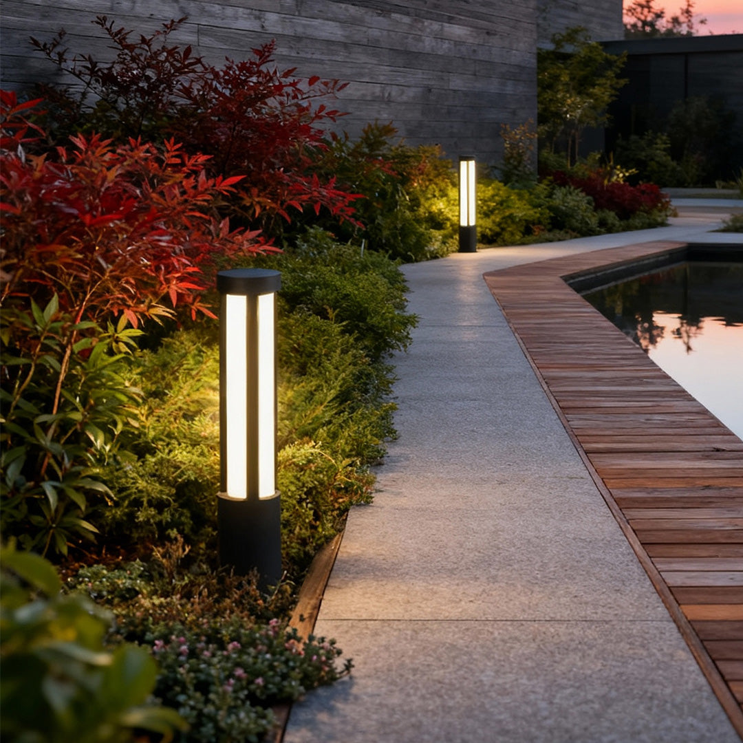 Modern LED Bollard Lights | Cylindrical Outdoor Design with Waterproof Rating | Ideal for Elegant Pathway Illumination