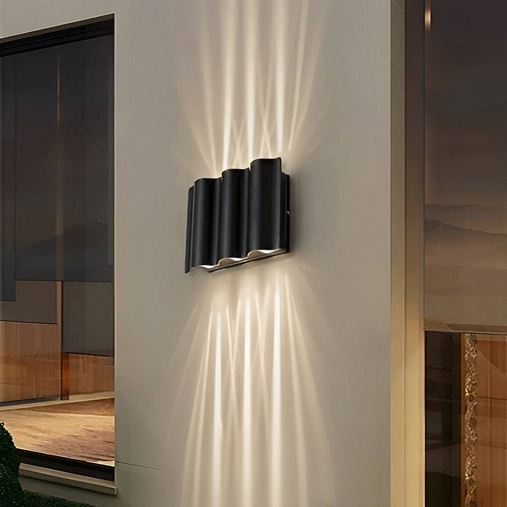 Modern LED Wall Light | Wavy Aluminum Design with Up-Down Projection | Stylish Outdoor Sconce for Enhanced Ambiance