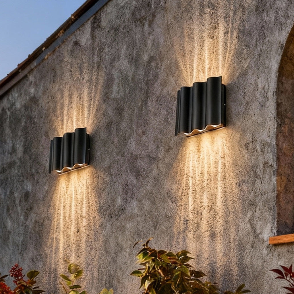 Modern LED Wall Light | Wavy Aluminum Design with Up-Down Projection | Stylish Outdoor Sconce for Enhanced Ambiance