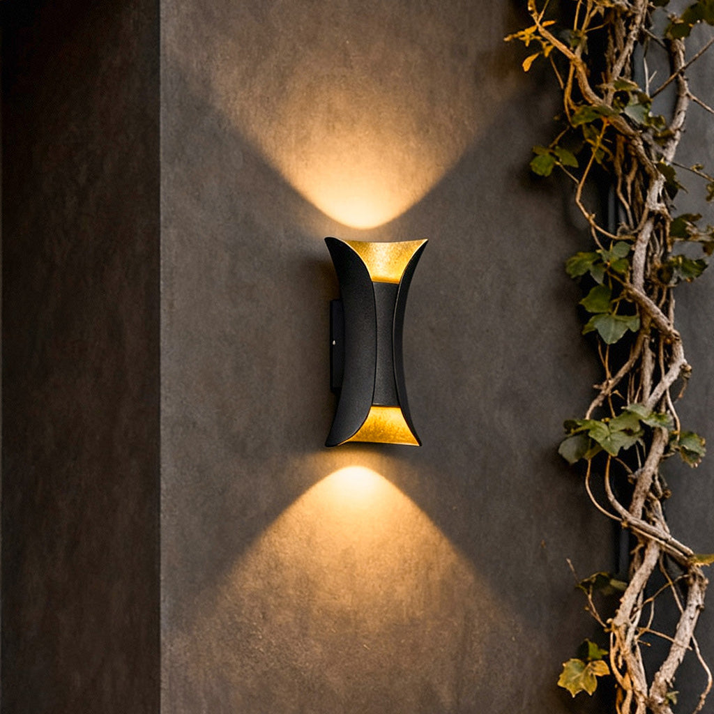 Modern LED Wall Sconces | Curved Design with Dual-Directional Lighting | Stylish Outdoor Illumination for Elegant Spaces