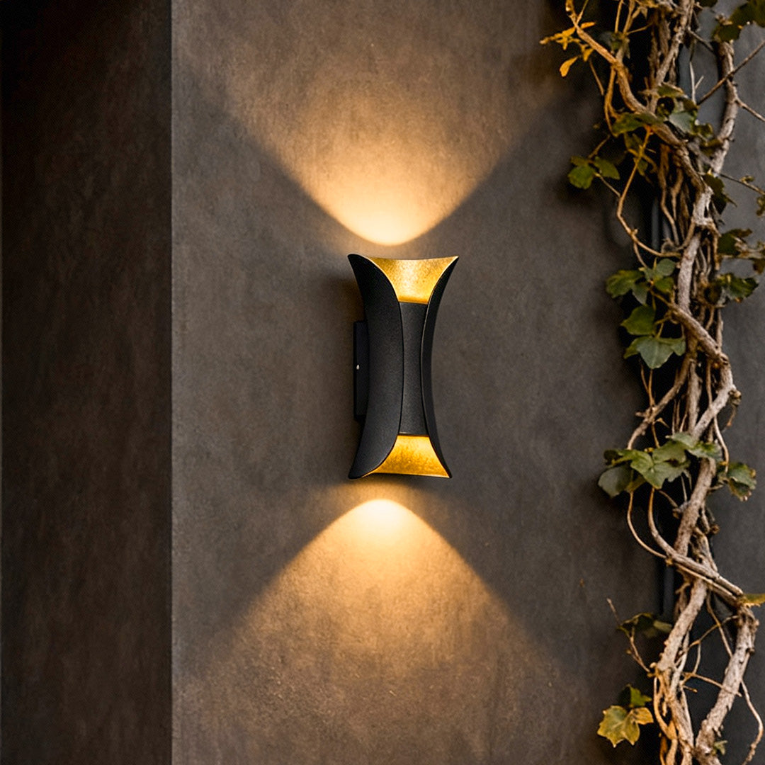 Modern LED Wall Sconces | Curved Design with Dual-Directional Lighting | Stylish Outdoor Illumination for Elegant Spaces