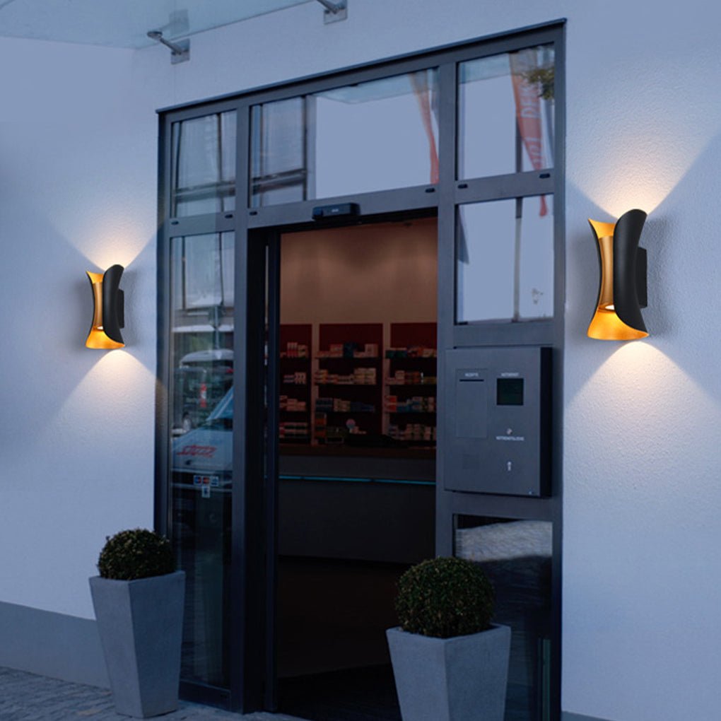 Modern LED Wall Sconces | Curved Design with Dual-Directional Lighting | Stylish Outdoor Illumination for Elegant Spaces