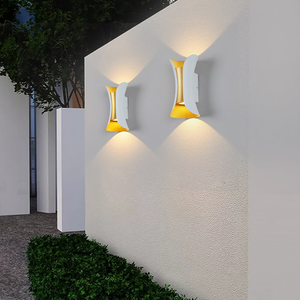 Modern LED Wall Sconces | Curved Design with Dual-Directional Lighting | Stylish Outdoor Illumination for Elegant Spaces