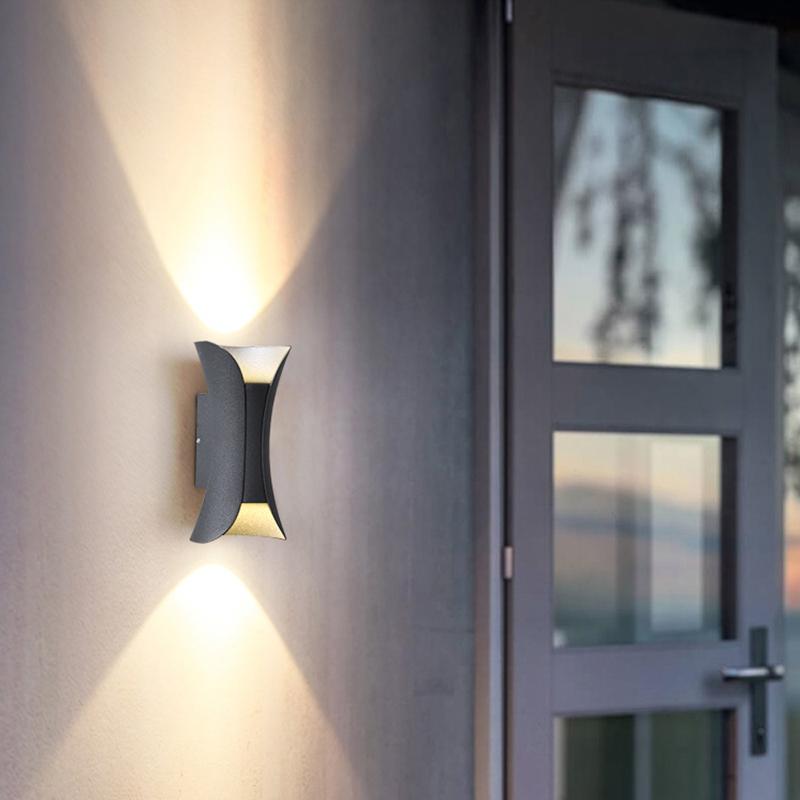 Modern LED Wall Sconces | Curved Design with Dual-Directional Lighting | Stylish Outdoor Illumination for Elegant Spaces
