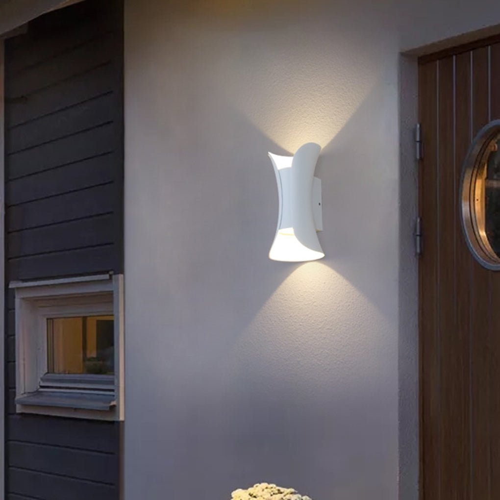 Modern LED Wall Sconces | Curved Design with Dual-Directional Lighting | Stylish Outdoor Illumination for Elegant Spaces