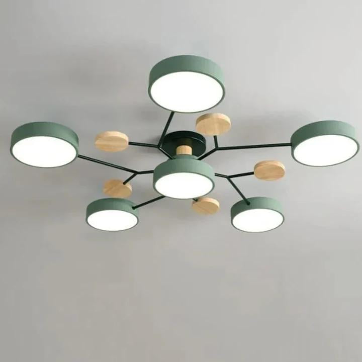 Multi Arm LED Ceiling Light with Circular Shades for Modern Spaces