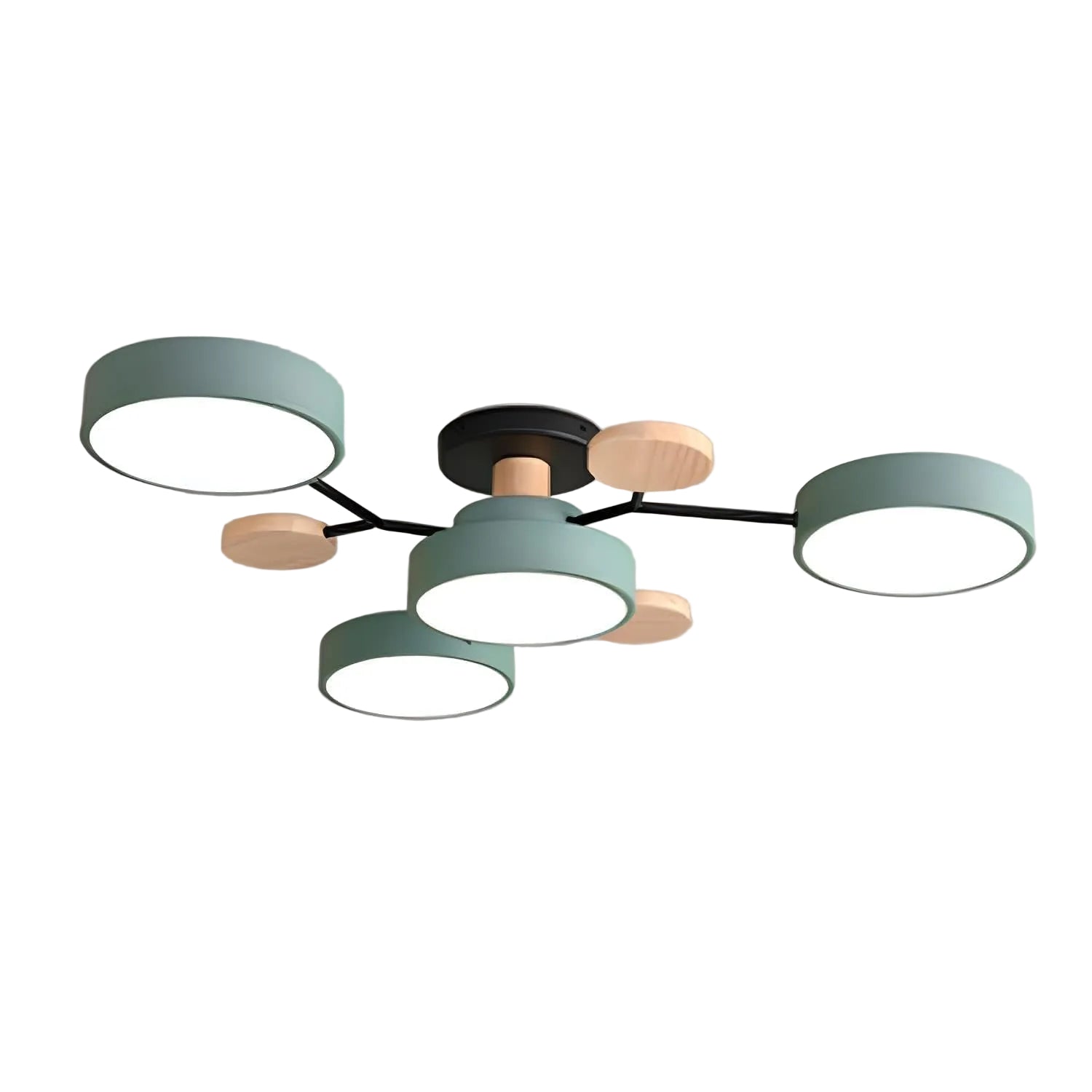 Multi Arm LED Ceiling Light with Circular Shades for Modern Spaces