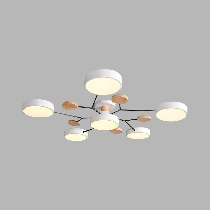 Multi Arm LED Ceiling Light with Circular Shades for Modern Spaces