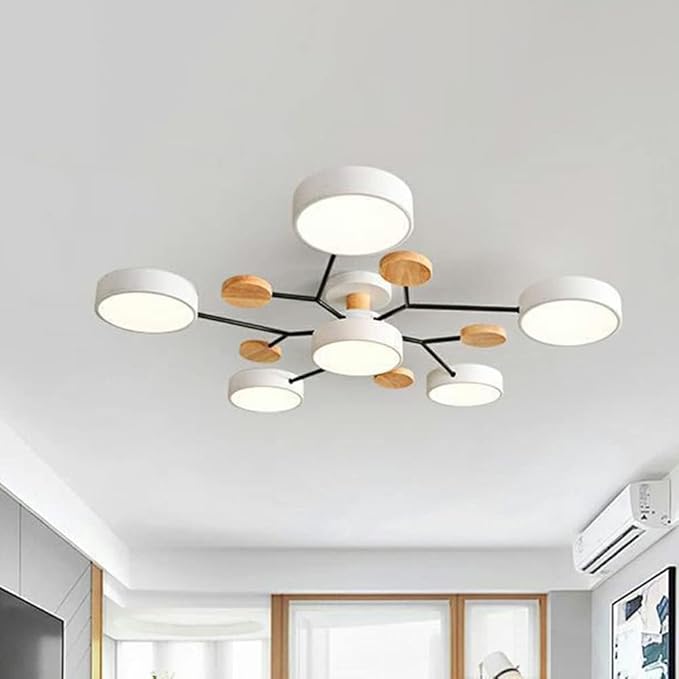 Multi Arm LED Ceiling Light with Circular Shades for Modern Spaces