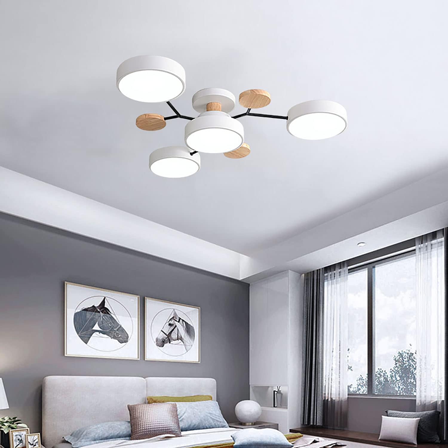 Multi Arm LED Ceiling Light with Circular Shades for Modern Spaces