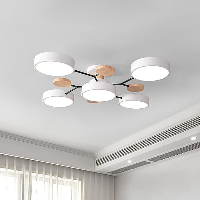 Multi Arm LED Ceiling Light with Circular Shades for Modern Spaces