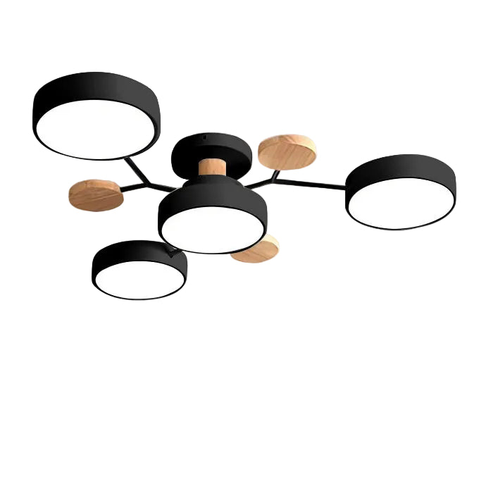 Multi Arm LED Ceiling Light with Circular Shades for Modern Spaces