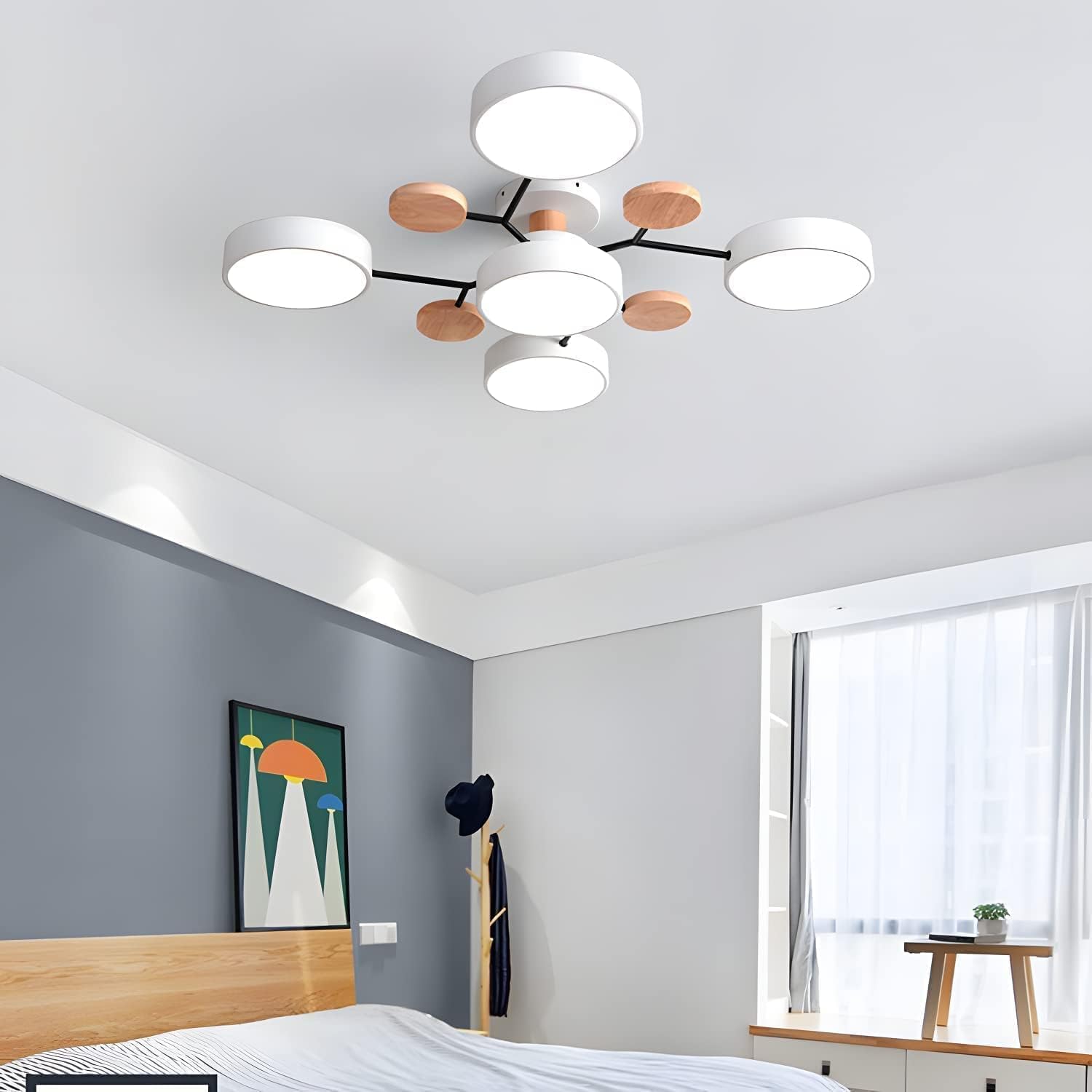Multi Arm LED Ceiling Light with Circular Shades for Modern Spaces