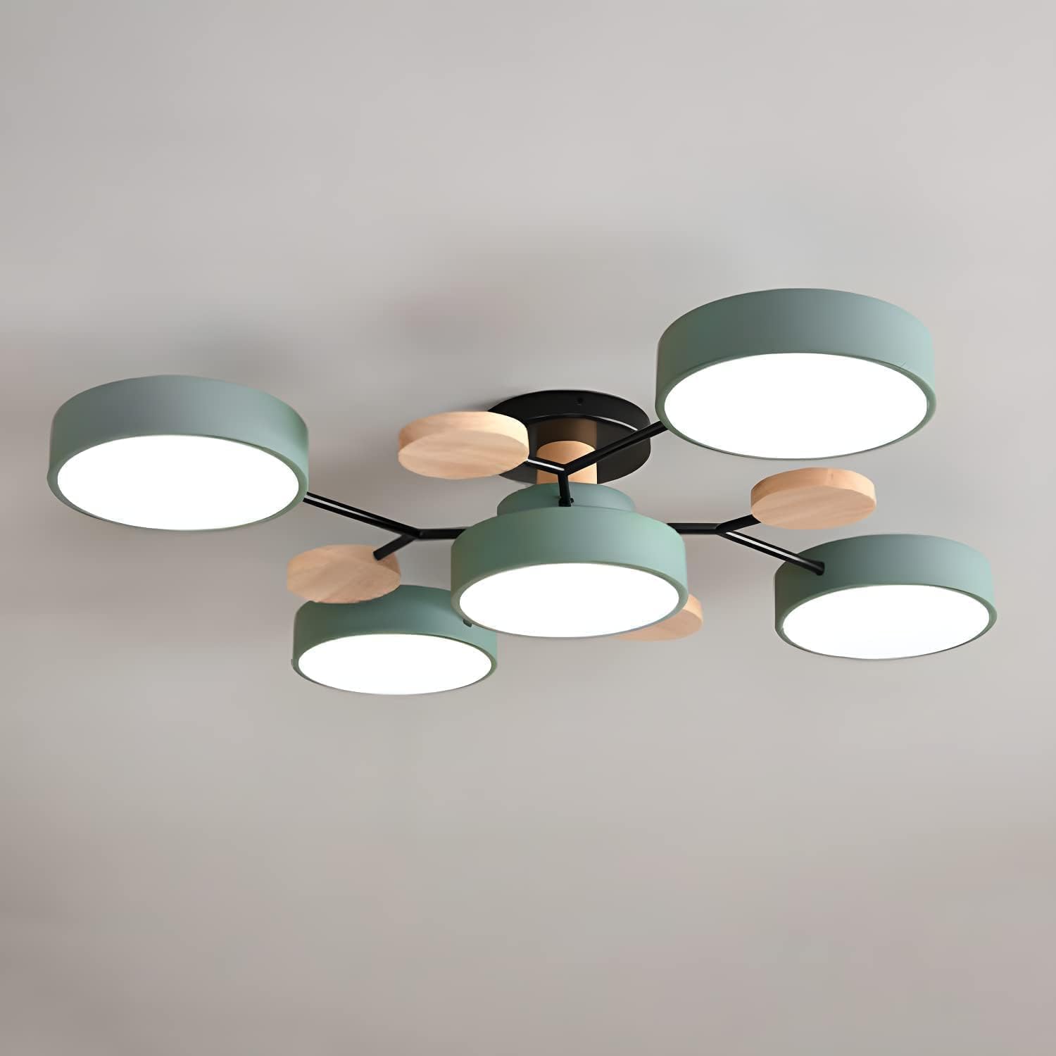 Multi Arm LED Ceiling Light with Circular Shades for Modern Spaces