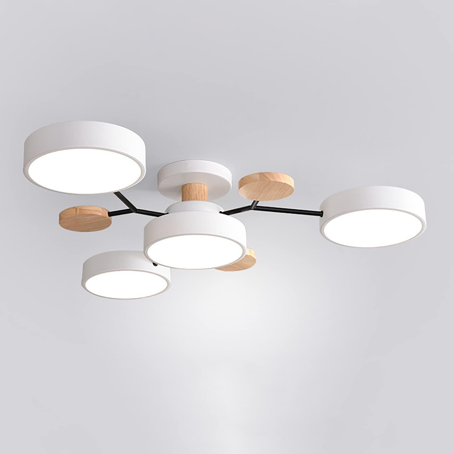 Multi Arm LED Ceiling Light with Circular Shades for Modern Spaces