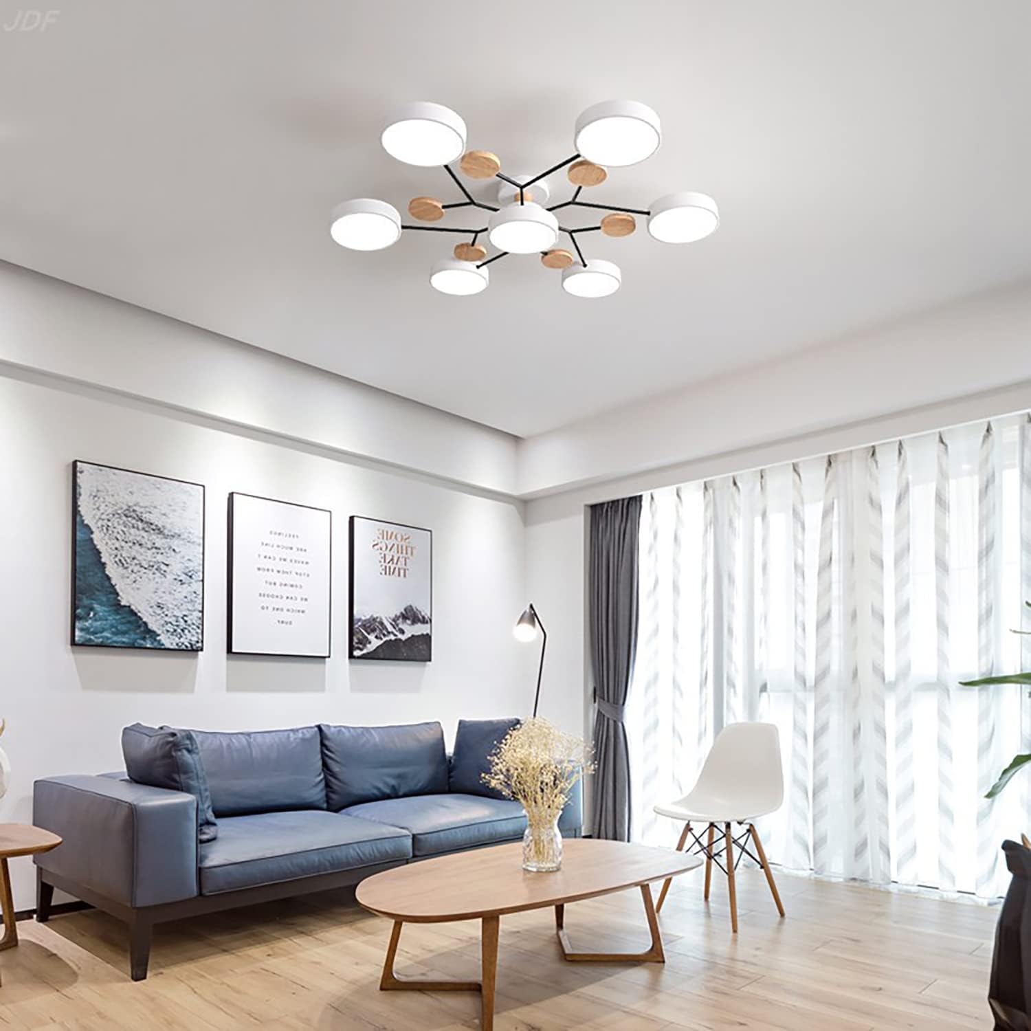 Multi Arm LED Ceiling Light with Circular Shades for Modern Spaces