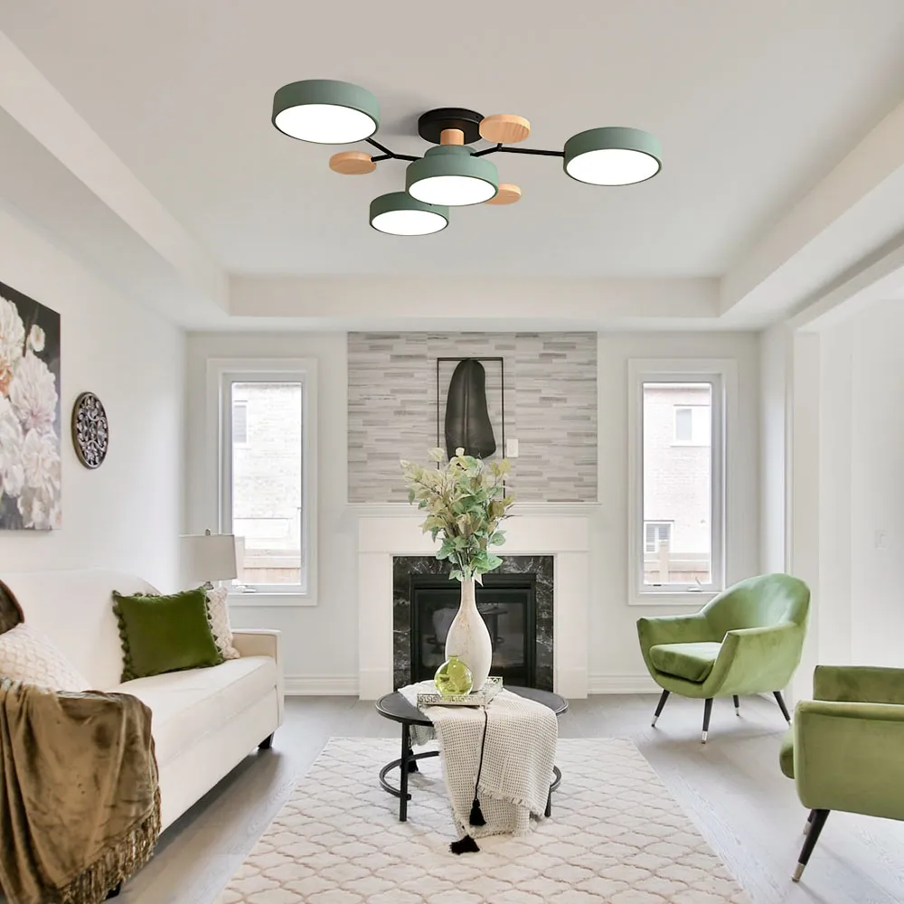 Multi Arm LED Ceiling Light with Circular Shades for Modern Spaces