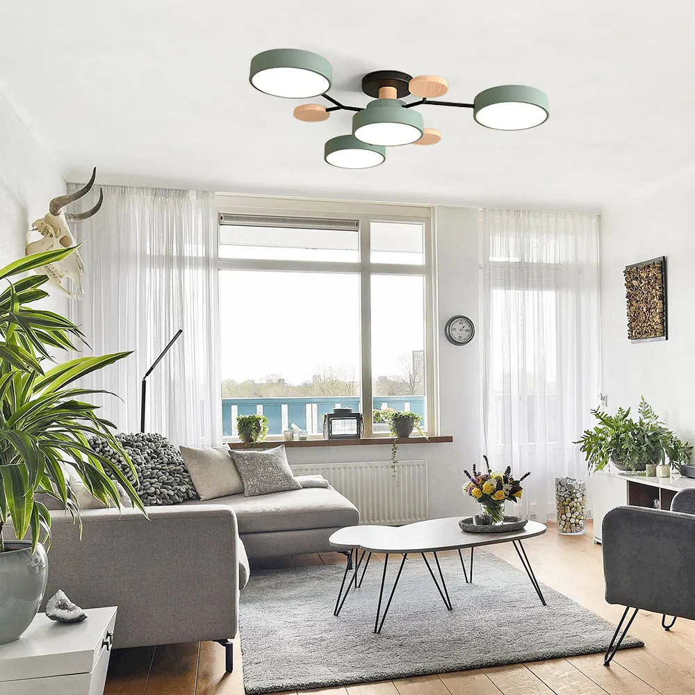 Multi Arm LED Ceiling Light with Circular Shades for Modern Spaces